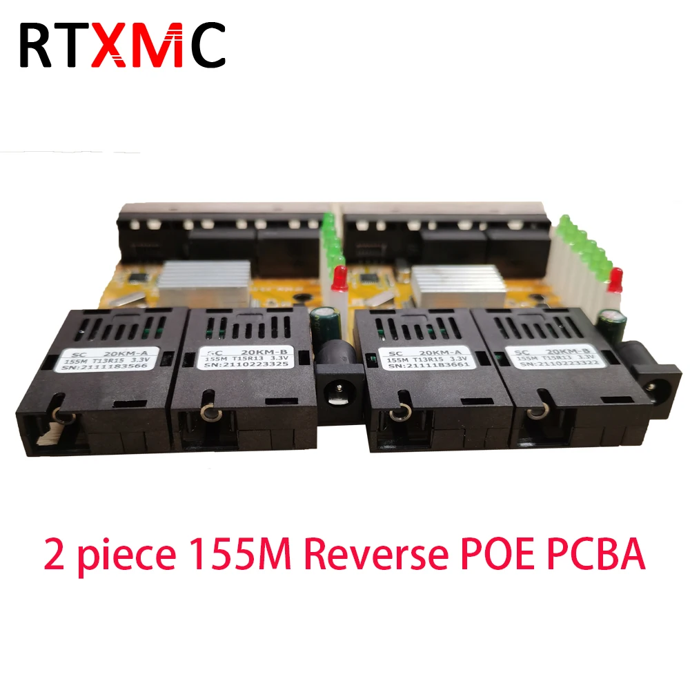 Switch Reverse POE Fiber Media Converter Board PCBA 2Port FO 4Port LAN 10/100M 2SC 4RJ45 25KM SingleFiber SingleMode 5V-24V IN | Мобильные