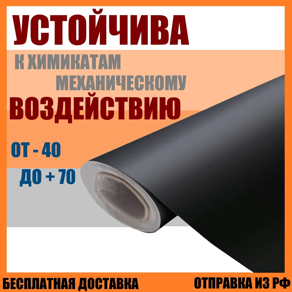 Матовая виниловая пленка для авто самоклеющаяся черная классическая наклейка