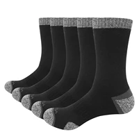 yuedge brand men 5 pairs black high quality winter warm thick cotton cushion comfort breathable casual sport dress crew socks