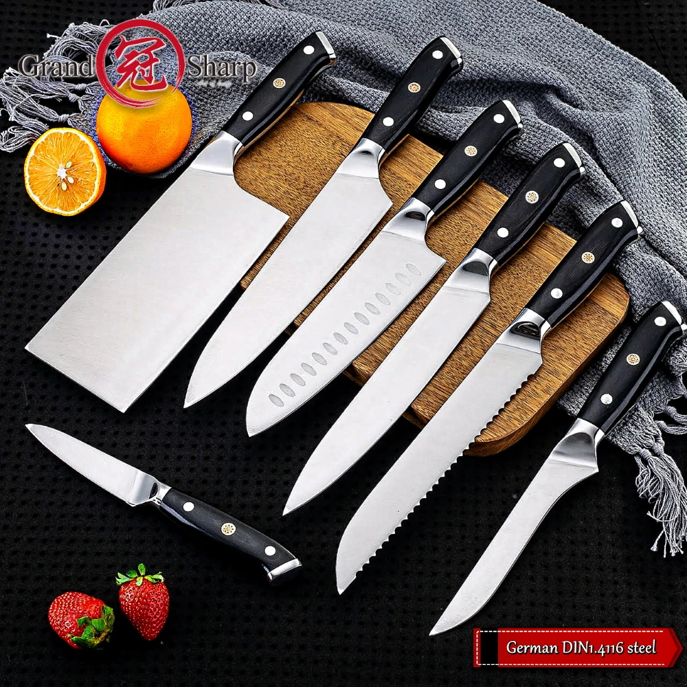 Grandsharp Набор ножей для повара немецкие Стальные Кухонные ножи Santoku Boning Bread Paring Cleaver домашний декор подарок шеф-повара на Рождество