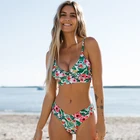 Женский купальник-бикини с цветочным принтом, Раздельный купальник с заниженной талией, пляжные купальники для девушек, 2021