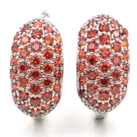 18x9mm minimalist style 4 2g orange spessartine garnet black onyx females daily wear silver earrings drop shipping