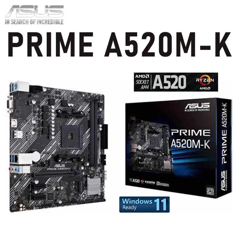 

Socket AM4 ASUS PRIME A520M-K Motherboard AMD Ryzen 3rd DDR4 64GB PCI-E 3.0 SSD M.2 A520 Placa-mãe AM4 Micro-ATX Desktop A520