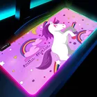 Игровой коврик для мыши Unicorn Kawaii, розово-фиолетовый игровой коврик с Rgb-подсветкой, коврик для мыши, милые геймерские Аксессуары для девочек, аниме, Настольный коврик