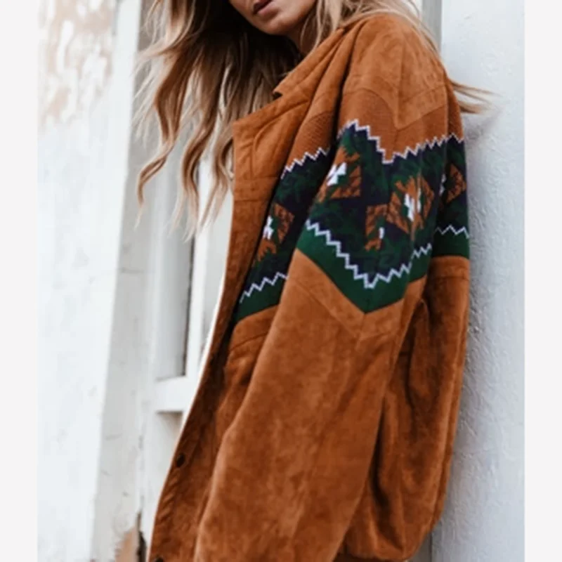

Fashion Plus Size Vintage Women Warm Jackets Coats Print Long Sleeve Clothes Outwear Elegant Loose Print Clothing Female Tops