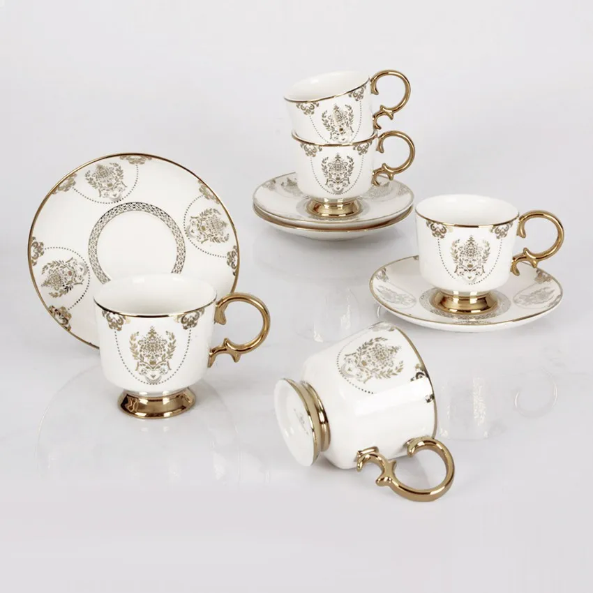 

Firuzan 6 Pieces White Coffee Cup Pad. Turkish coffee cup set mug cups plates. Turkish coffee gift