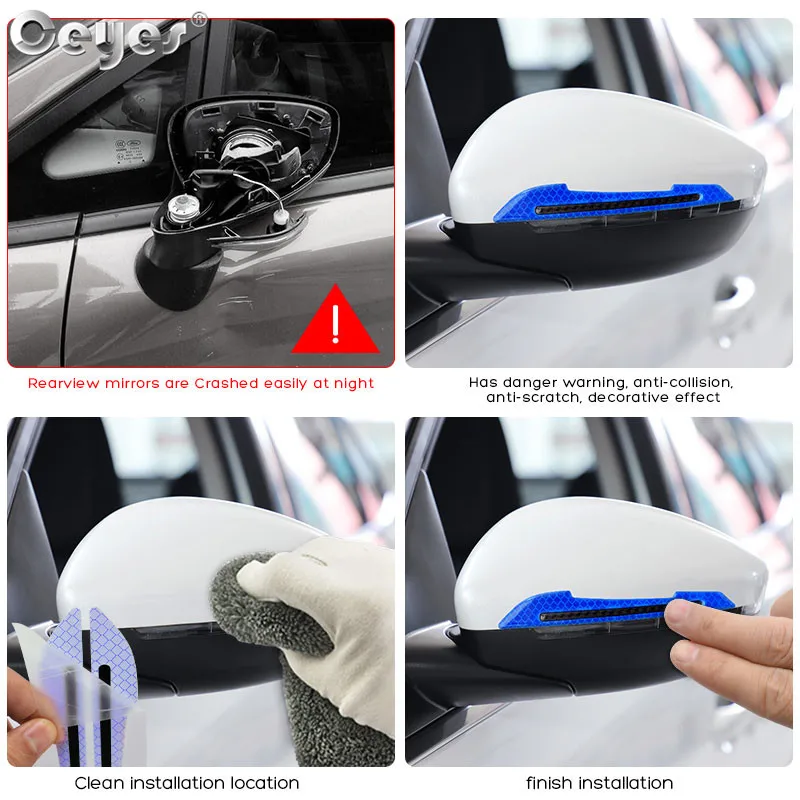 

2pcs 3D Reflective Strip Bumper Warning Sticker Rear Mirror Exterior Decoration Reflectors Styling Accessories Universal