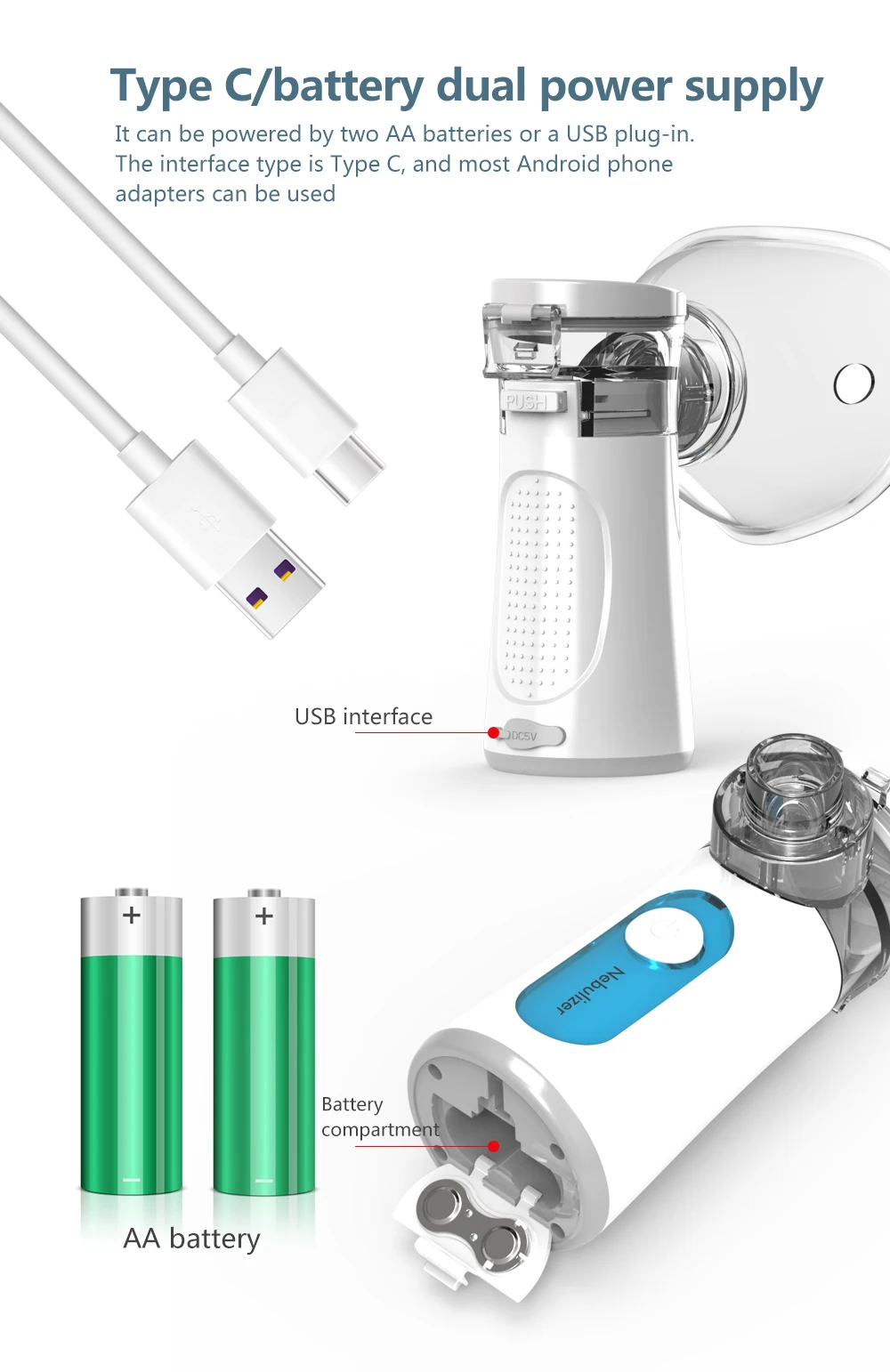 

Health Care Mini Handheld portable ultrasonic nebulizer Mesh atomizer silent Inhale Nebulizer inhalator For Children Adult