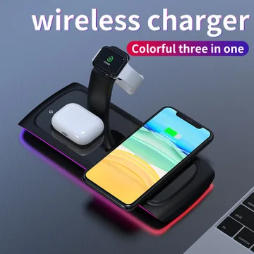 Док станция QI 3 в 1 беспроводное зарядное устройство для Apple Watch 5 4 2 iPhone 11 Pro Xs Max Samsung