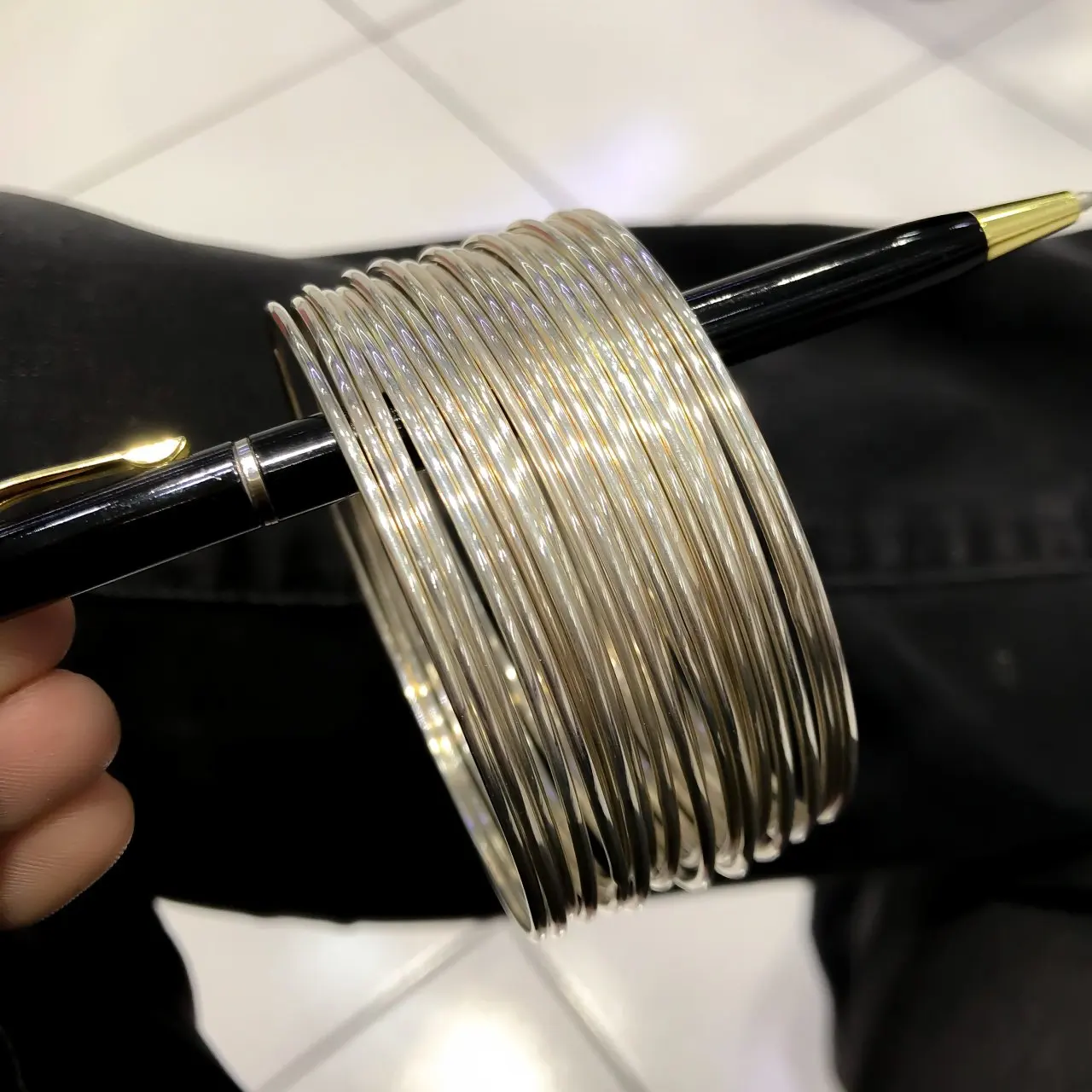 Твердых серебряное Bombe классический провода айдой серебряный браслет|Гибкие и