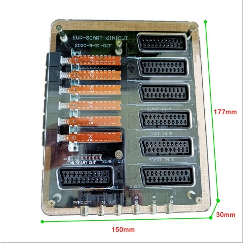Мини-преобразователь Scart 6 в 1 акриловый чехол SVHS RCA AV TV Audio автоматический