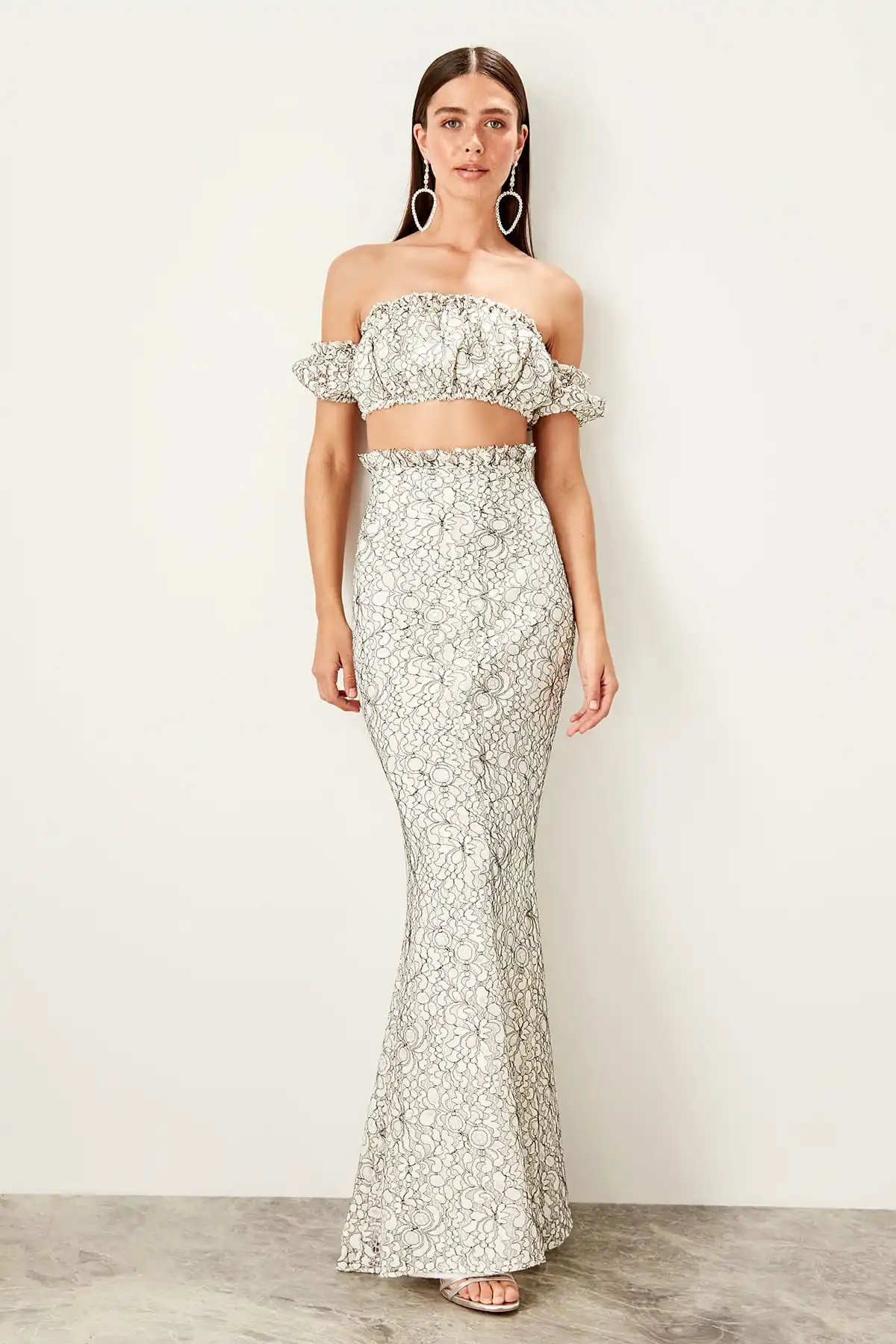 Trendyol/костюмы с кружевным низом/топом TPRSS19UT0183|Спортивные костюмы| |