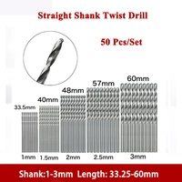 50pcs straight shank drill bit set special for punching 1 3mm shank spiral screw twist drill bit punching hole tool woodworking