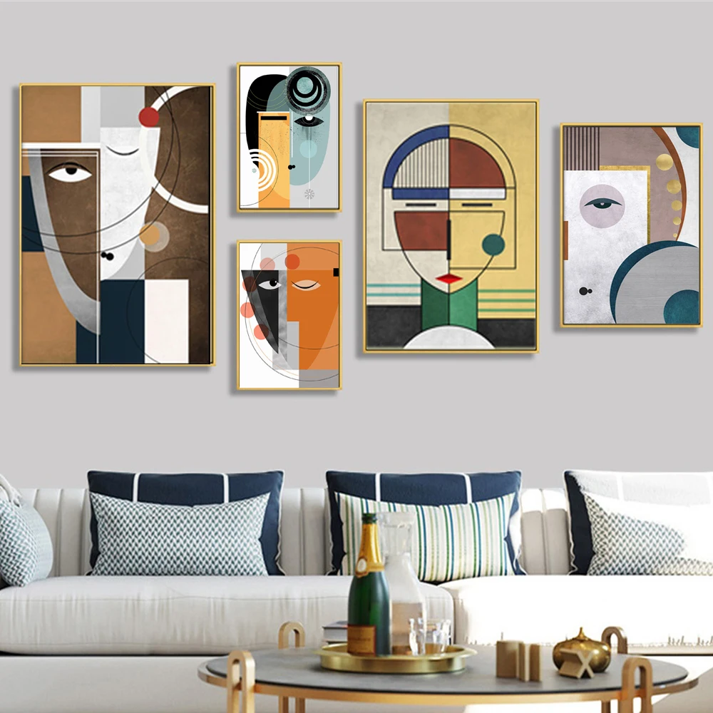 

Abstract Modern Prints Picasso Figure Canvas Painting Splice Face Geometric Posters Wall Art Picture Living Room Home Decoration