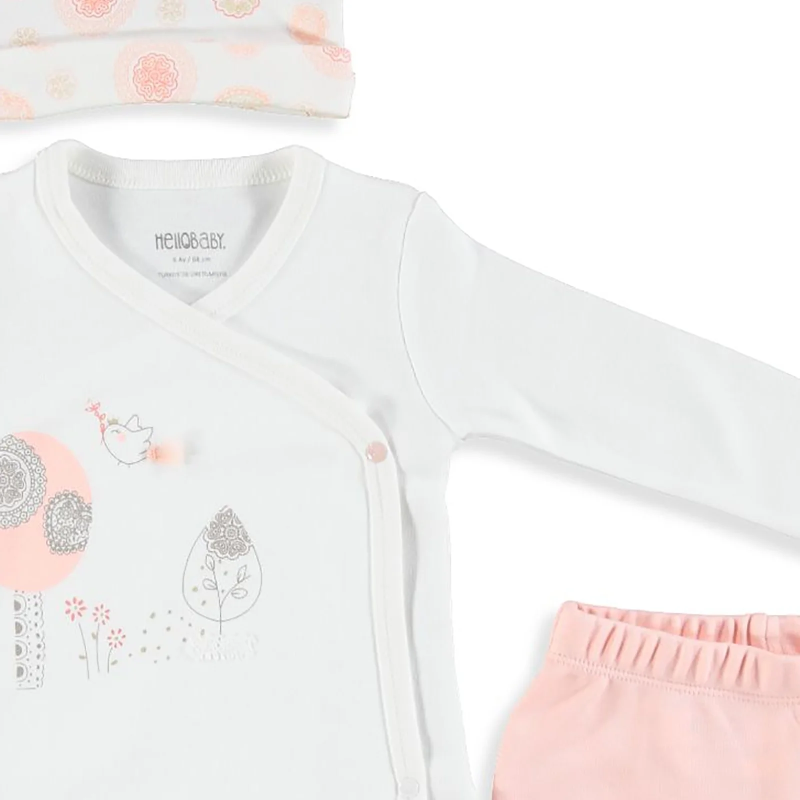 Ebebek HelloBaby/Боди для маленьких девочек с изображением птиц комплект со штанами и