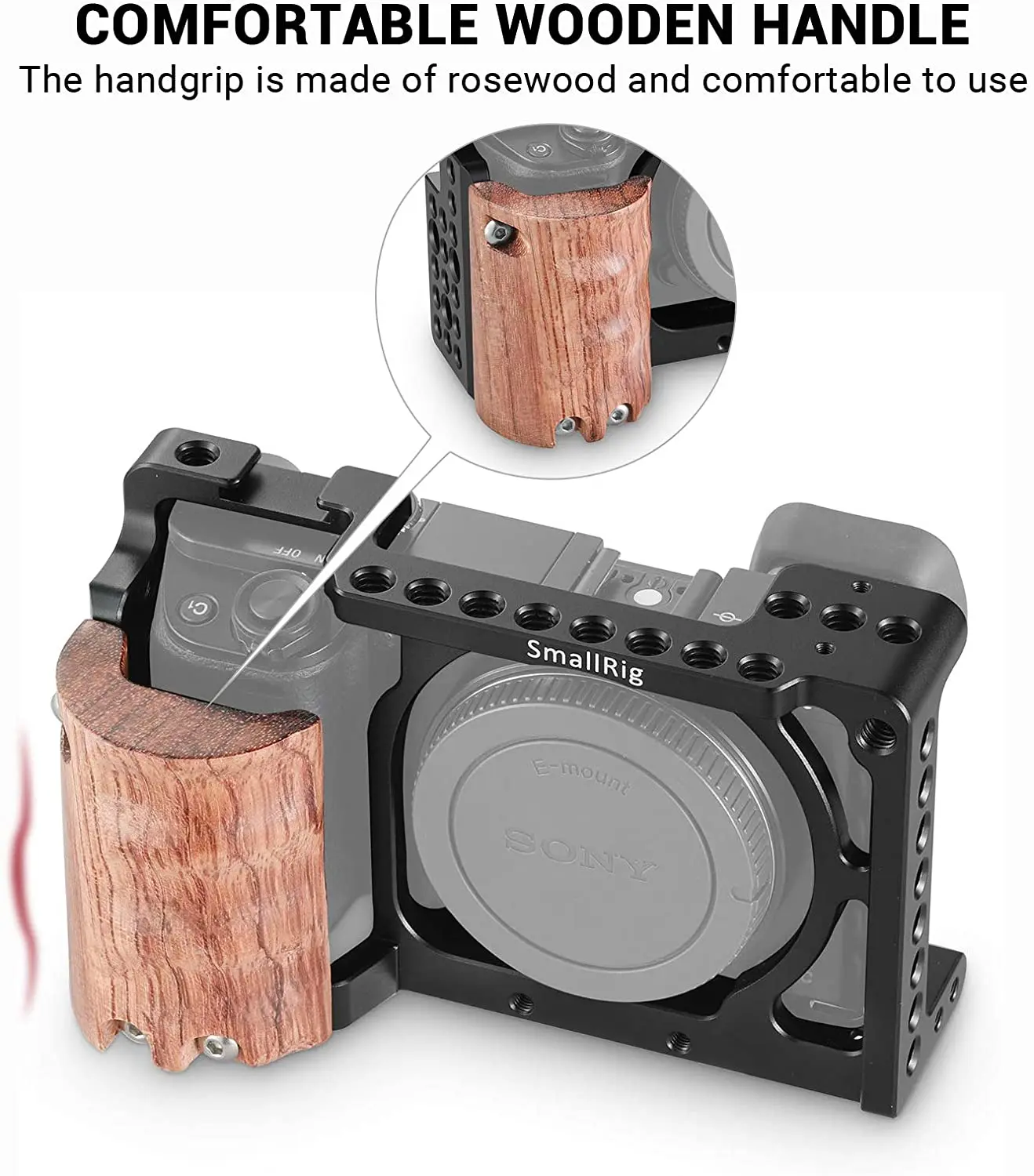 Клетка SmallRig sony a6000 для камеры Sony A6300/A6000 с деревянной ручкой и двойной камерой 2082 |