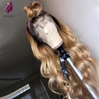 Парик 1b 27 с эффектом омбре и волнистыми светлыми волосами 13x4, парик с предварительно выщипанным шелковым топом, парик из человеческих волос для женщин, Отбеленный узел