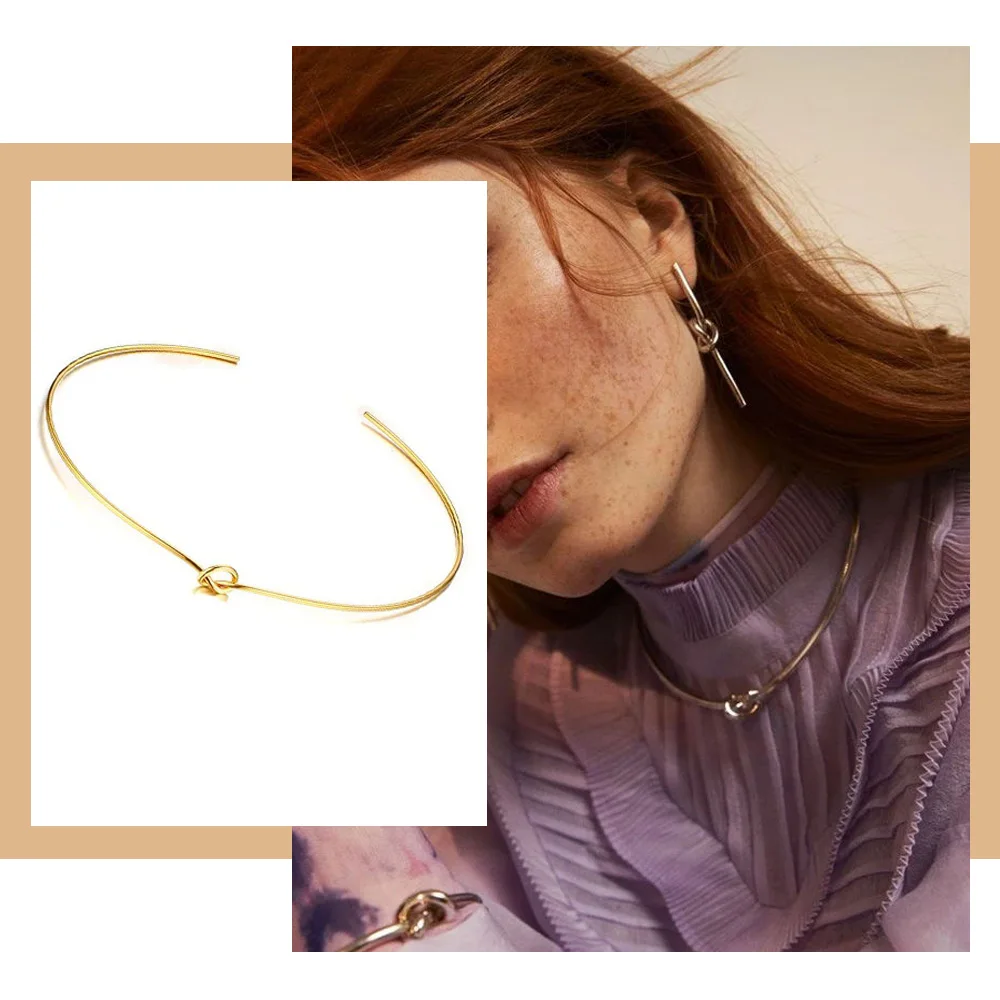 Открытый круглый узел воротник ожерелья для женщин чокер ожерелье из