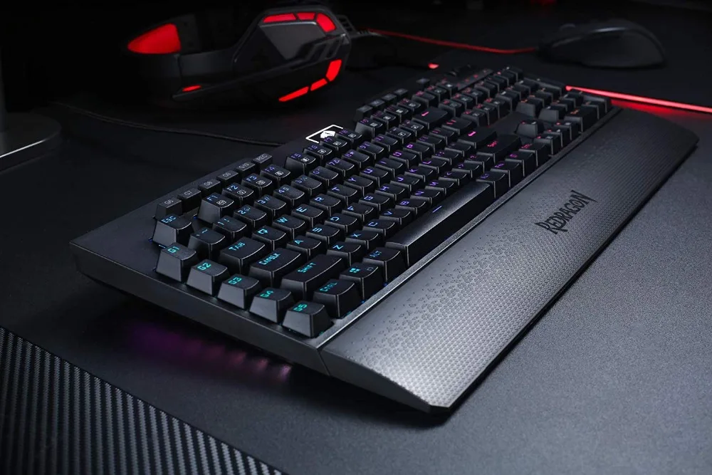 Механическая игровая клавиатура Redragon K586 Brahma RGB с 10 дополнительными встроенными большие клавиши, выделенный медиа-контроль, синие переключатели