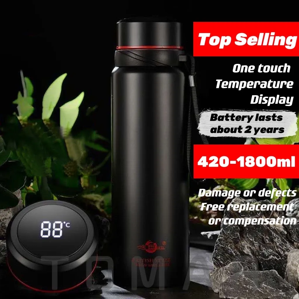 420-1800ml Large Capacity 304 Stainless Steel Tumbler Vacuum Thermal Flask Thermos Water Coffee Tea Portable Bottle Dropship