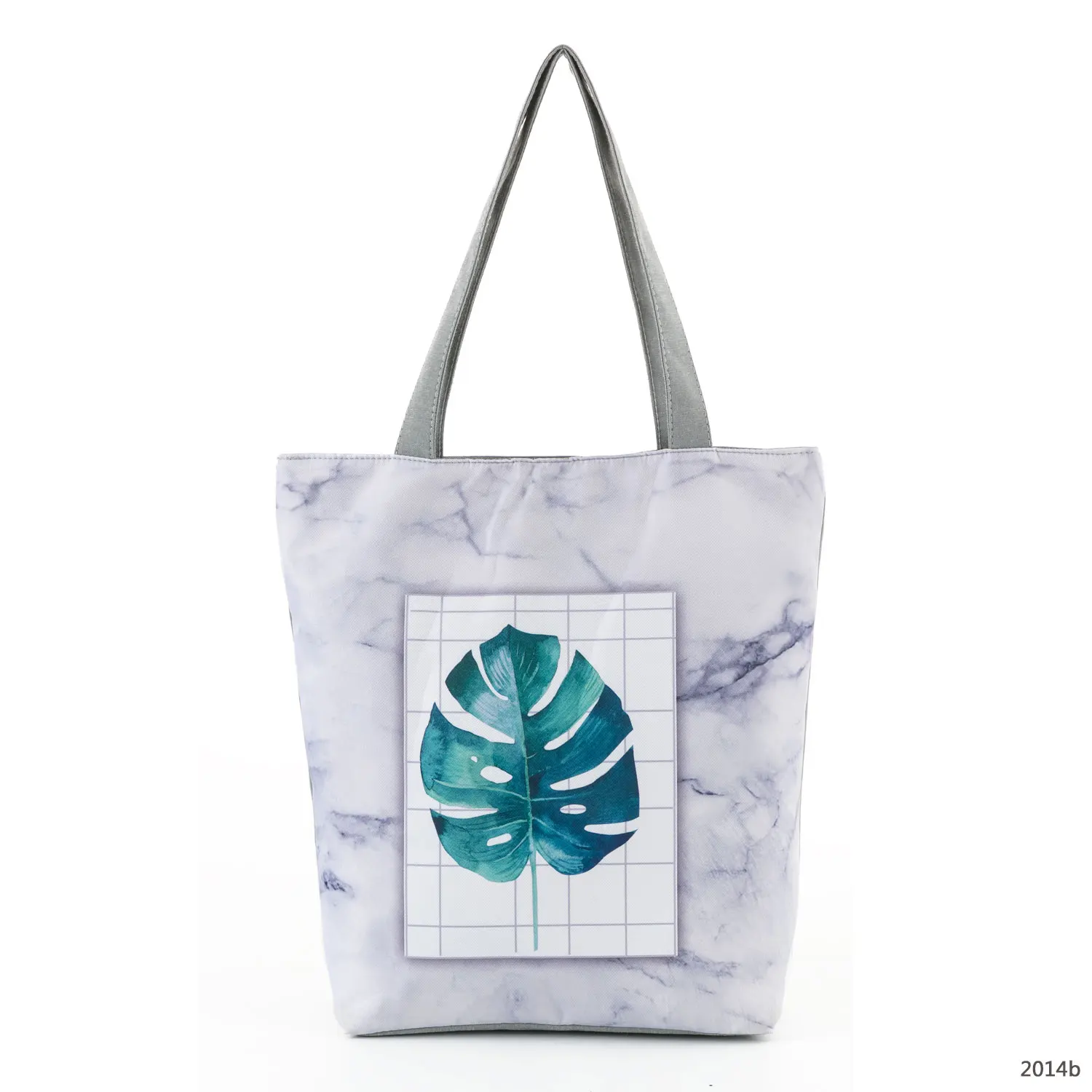 

Green Leaf Pattern Marble Print Shoulder Bag Refreshing Fashion Handbag Eco Friendly Shopping Bag High Capacity Travel Beach Bag