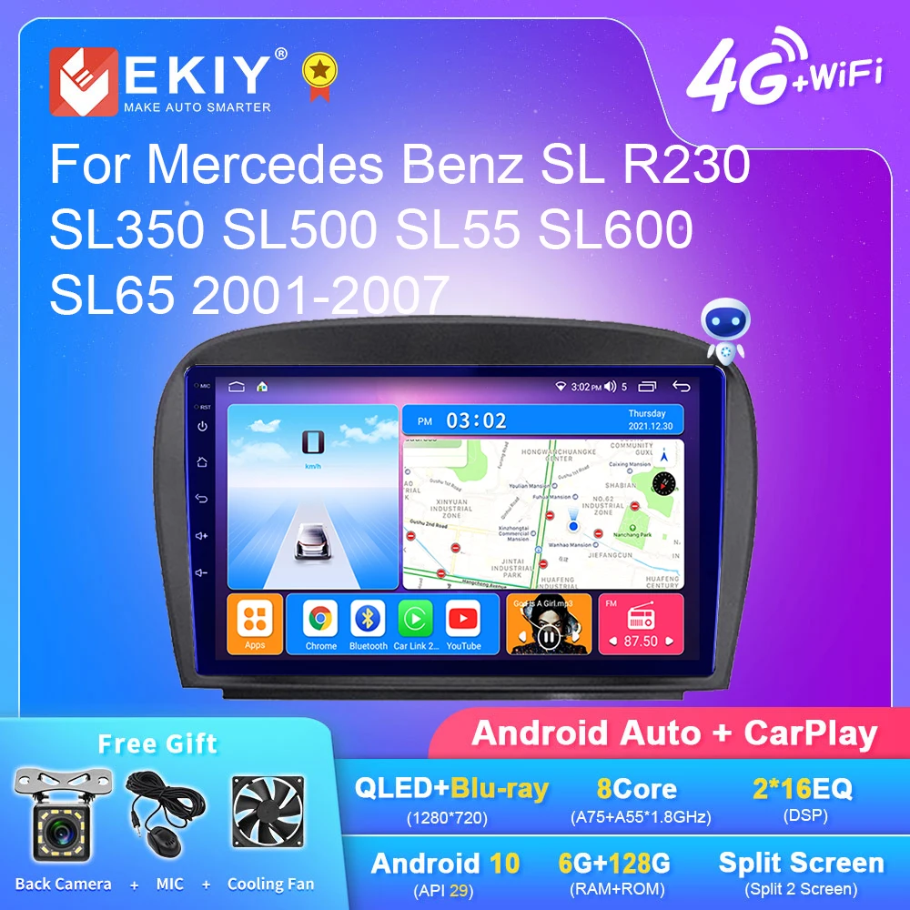 

EKIY T7 QLED Android радио для Mercedes Benz SL R230 SL350 SL500 SL55 SL600 SL65 2001-2007 стерео навигатор GPS Carplay No 2din DVD