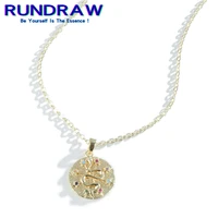 rundraw fashion gold color women fancy diamond snake gold pendant necklace chain party jewelry gifts necklace