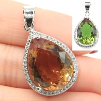 32x19mm romantic drop shape 20x15mm created color changing spinel zultlanile white cz women silver pendant