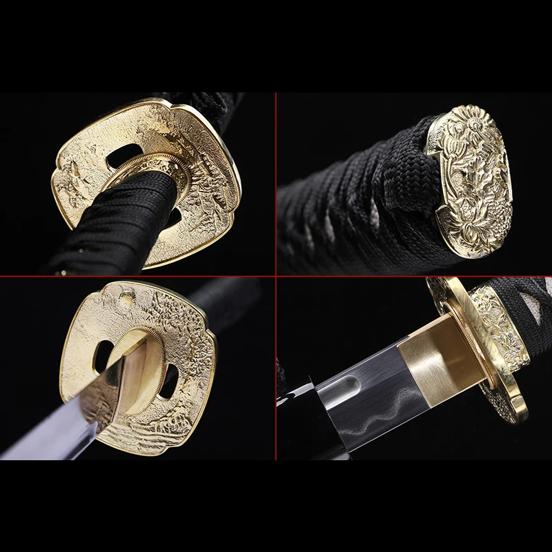 

Clay Tempered Katana Folded Steel Wooden Scabbard Real Hamon Fine Grinding Battle Ready Handmade Japanese Samurai Sword