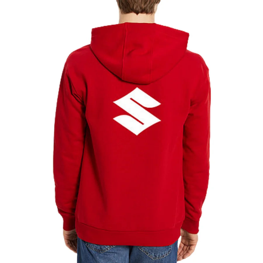 

New Fashion Spring Season Men's Hooded Sweatshirt with Suzuki Printed Hoodie Thick Hooded Sweatshirt Cotton Red