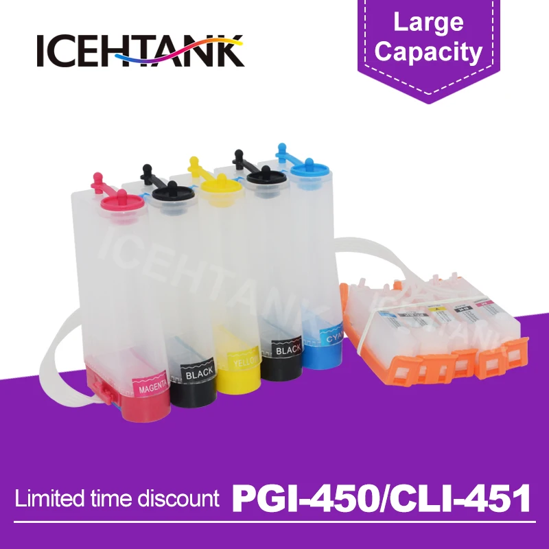 Система непрерывного бака ICEHTANK PGI 450 CLI 451 для принтера Canon PIXMAC MX924 IX6540 IX6840 IP8740 |
