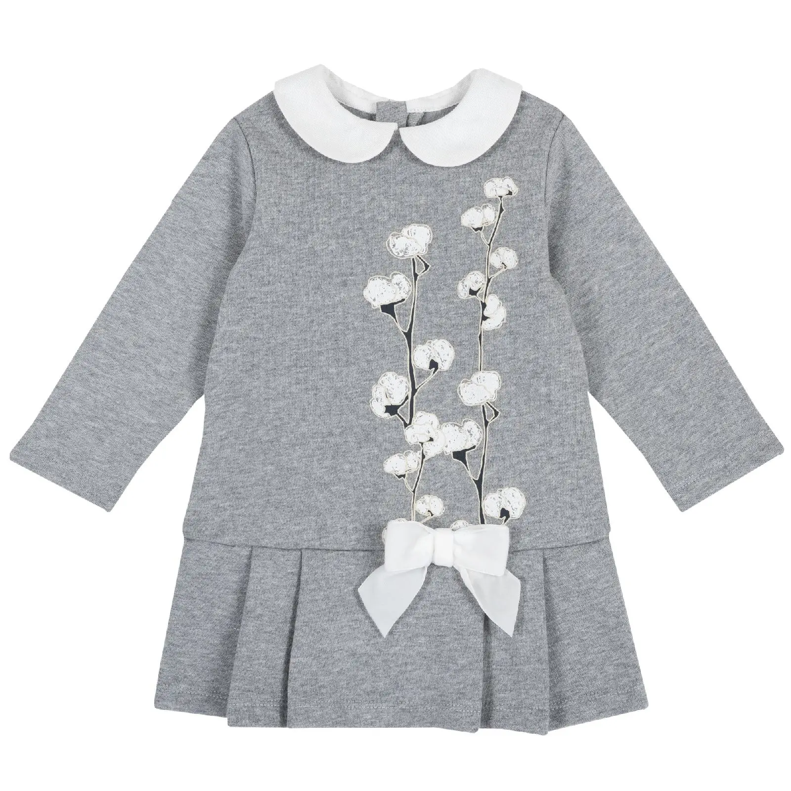 Платье Chicco длинный рукав цвет серый | Детская одежда и обувь