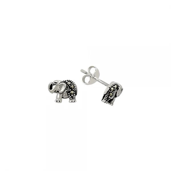 

Silver 925 Sterling Marcasite Elephant Earrings