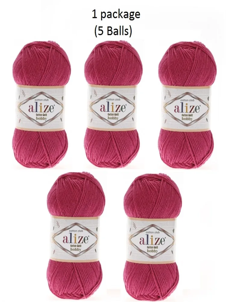 1 упаковка (5 шариков) амигуруми хлопок Золотой хобби Цвет: фуксия нить (1 бал: 50 г/165