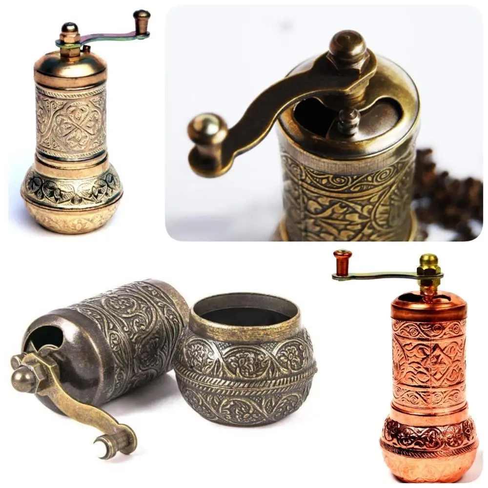 

GREAT EASY USE Turkish copper pepper coffee spice salt grinder hand grinder traditional handmade 4.3 inch FREE SHİPPİNG