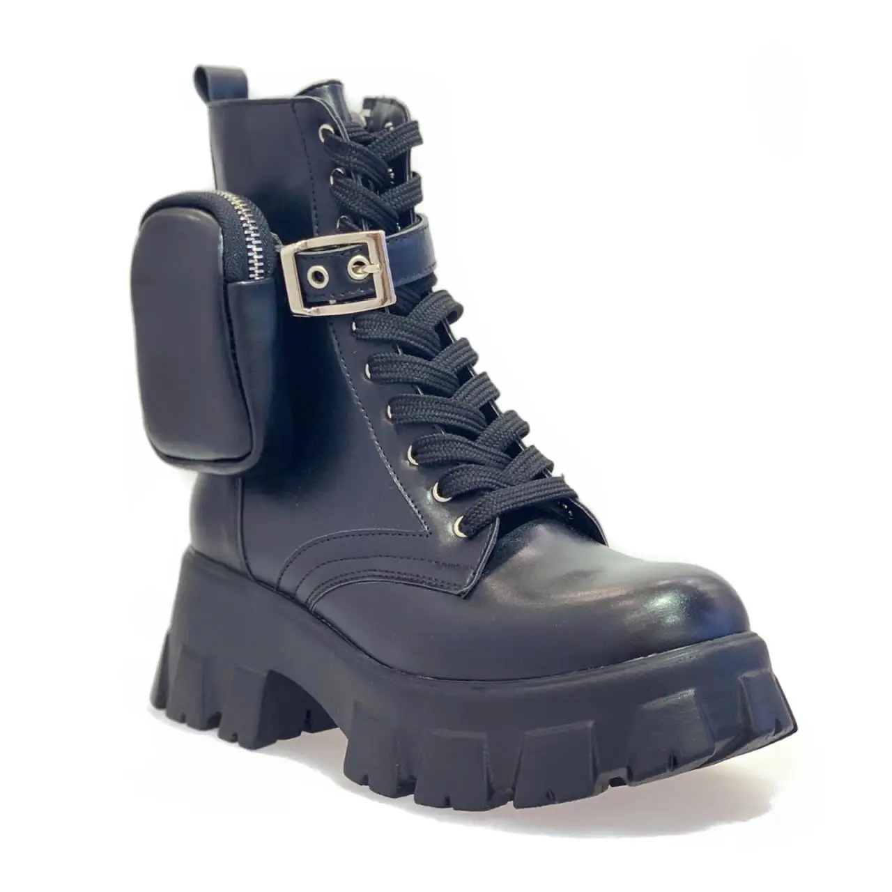 

2020 boots women pocket design leather shoes winter boots shoes woman casual autumn Fine leather High sole fashion stylish