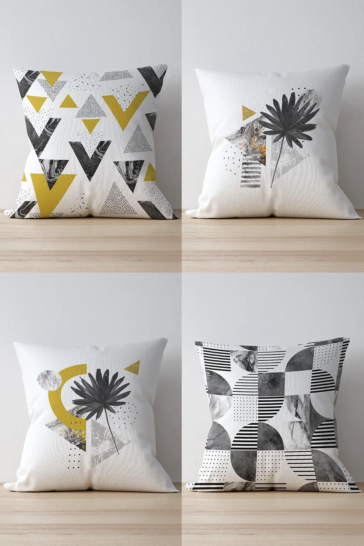 

Double Side Printed Marble Patterned 4'lü Süet Pillow Decorate Case