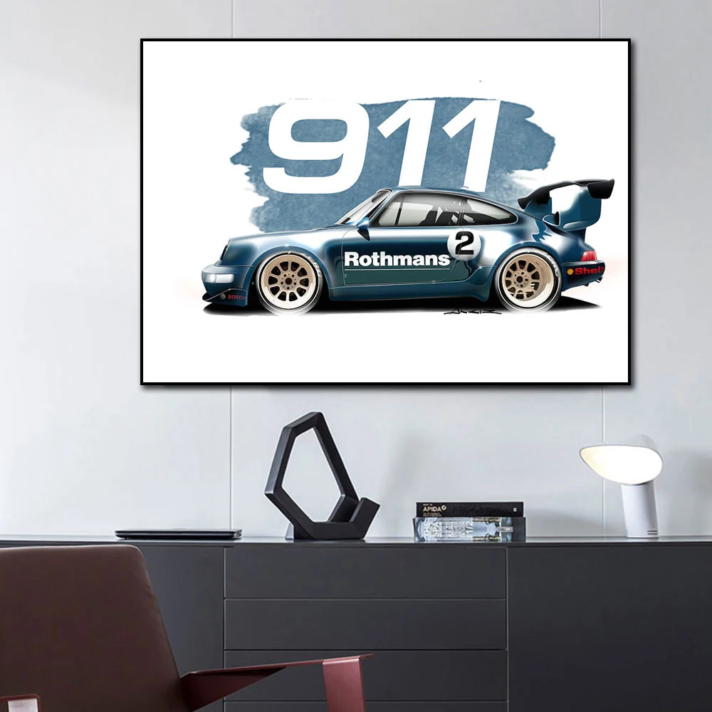 

Rothmans 911 Drawing AUTOMOBILE Classic Car Poster Print On Canvas Painting Home Decor Wall Art Picture For Living Room