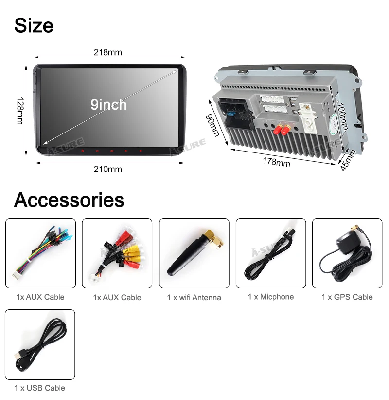 A-Sure 2 Din 8 ядерный 4 Гб ОЗУ Android 9 Автомагнитола gps Navi для Volkswagen VW Tiguan Polo Golf 5 6 Passat Caddy Transporter Touran