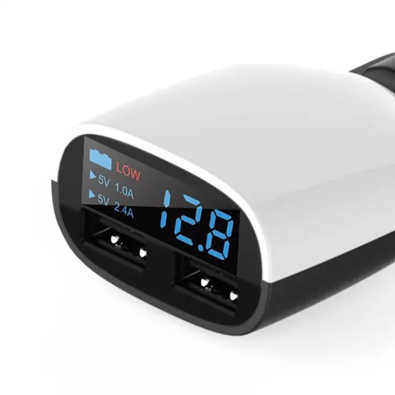 СВЕТОДИОДНЫЙ цифровой дисплей автомобильное зарядное устройство DC5V 3.4A двойной