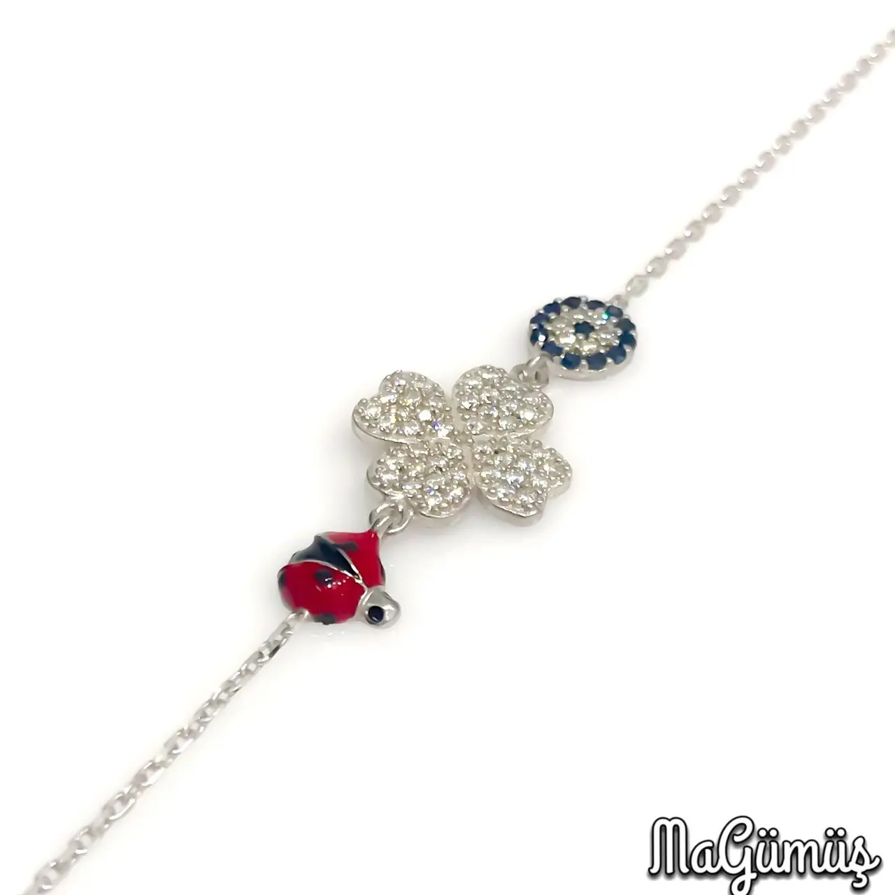 

Clover Leaf Ladybug The Genres Change Stylish Silver Lady bracelet