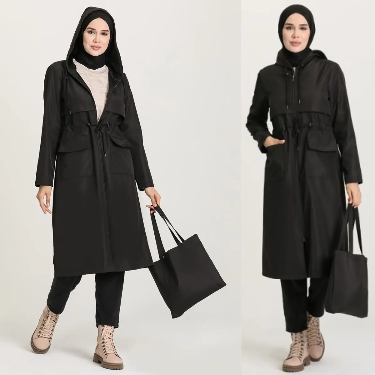 Islam Fashion Woman امرأة  Mujer женщина  Seasonal Casual Trench Coat With Bag Gift Long Ramadan Turkey