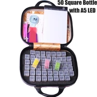 sale diamond painting 50 bottles storage bag complete tool box suitcase zipper lock bag mosaic accessories with a5 led light