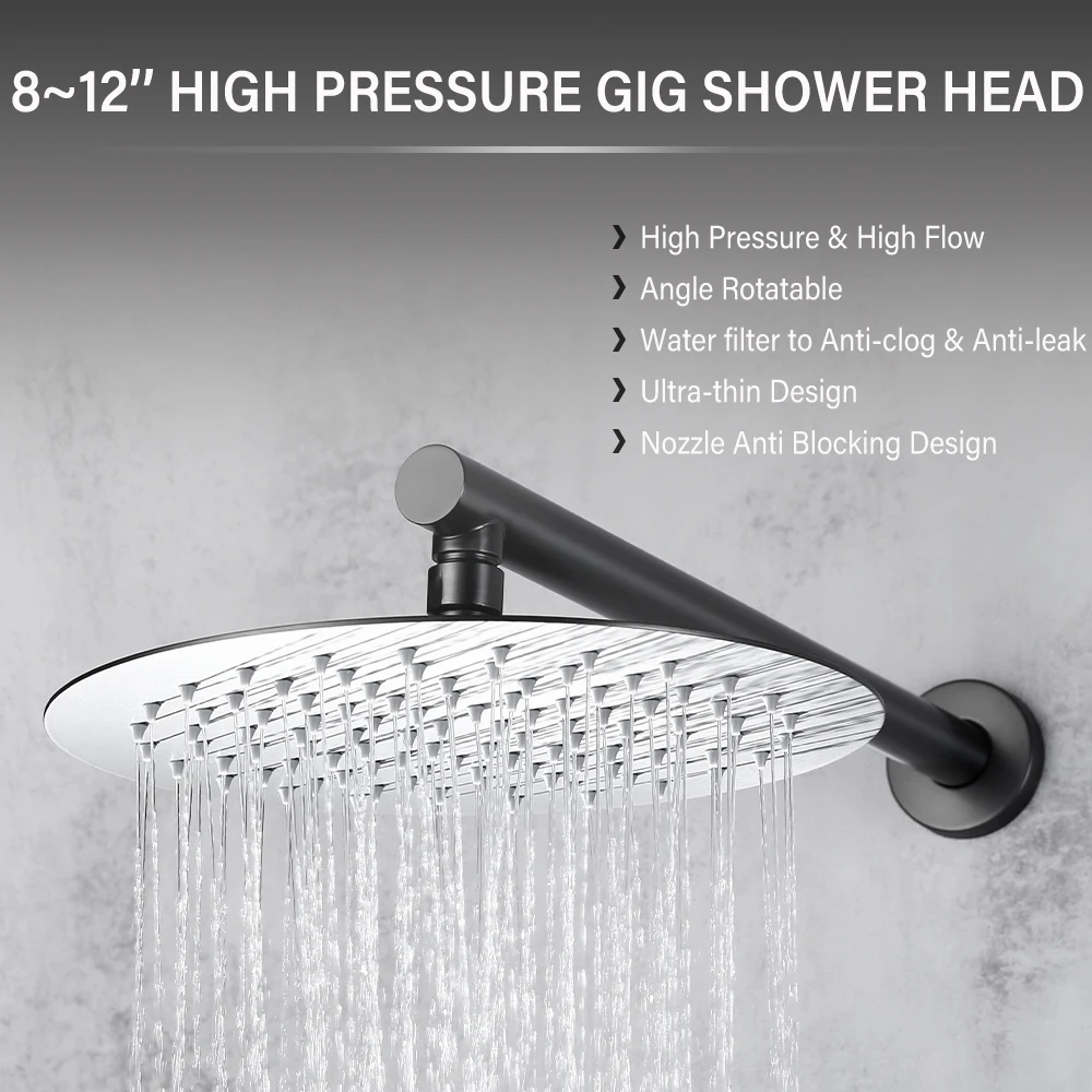 Bathroom Tap Set Bathtub Shower Faucets Single Handle Mixer Bagnolux Gun Grey Brass Hot Cold Water Concealed Rainfall Head