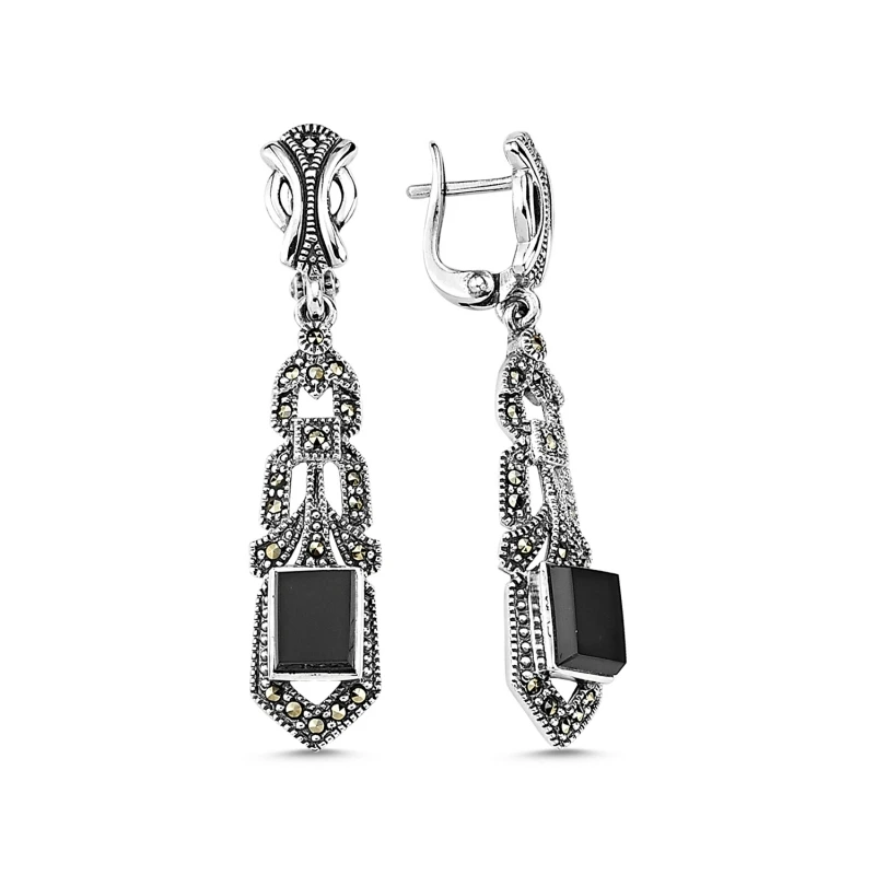 KUTAYDAN Marcasite & серьги из натурального камня 925 пробы серебра|Серьги-клипсы| |