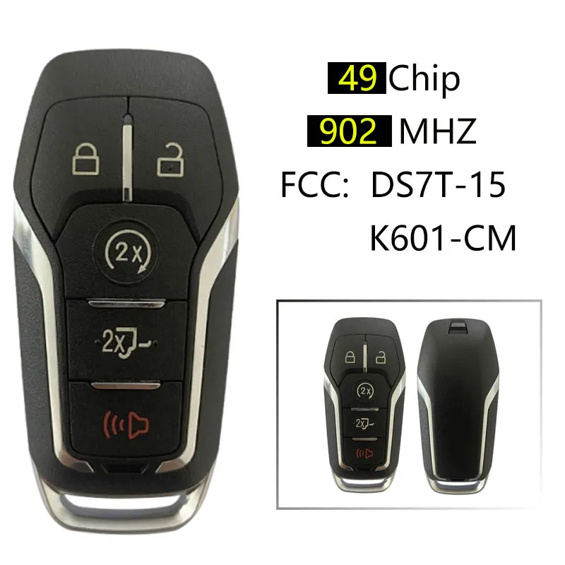 

CN018083 Aftermarket 5 Button Smart Key For Ford Frequency 902 MHz Transponder HITAG-Pro Part No DS7T-15K601-CM Keyless Go