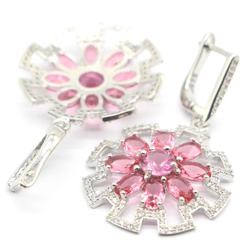 Комплект ювелирных изделий из фиолетового танзанита и розового турмалина с