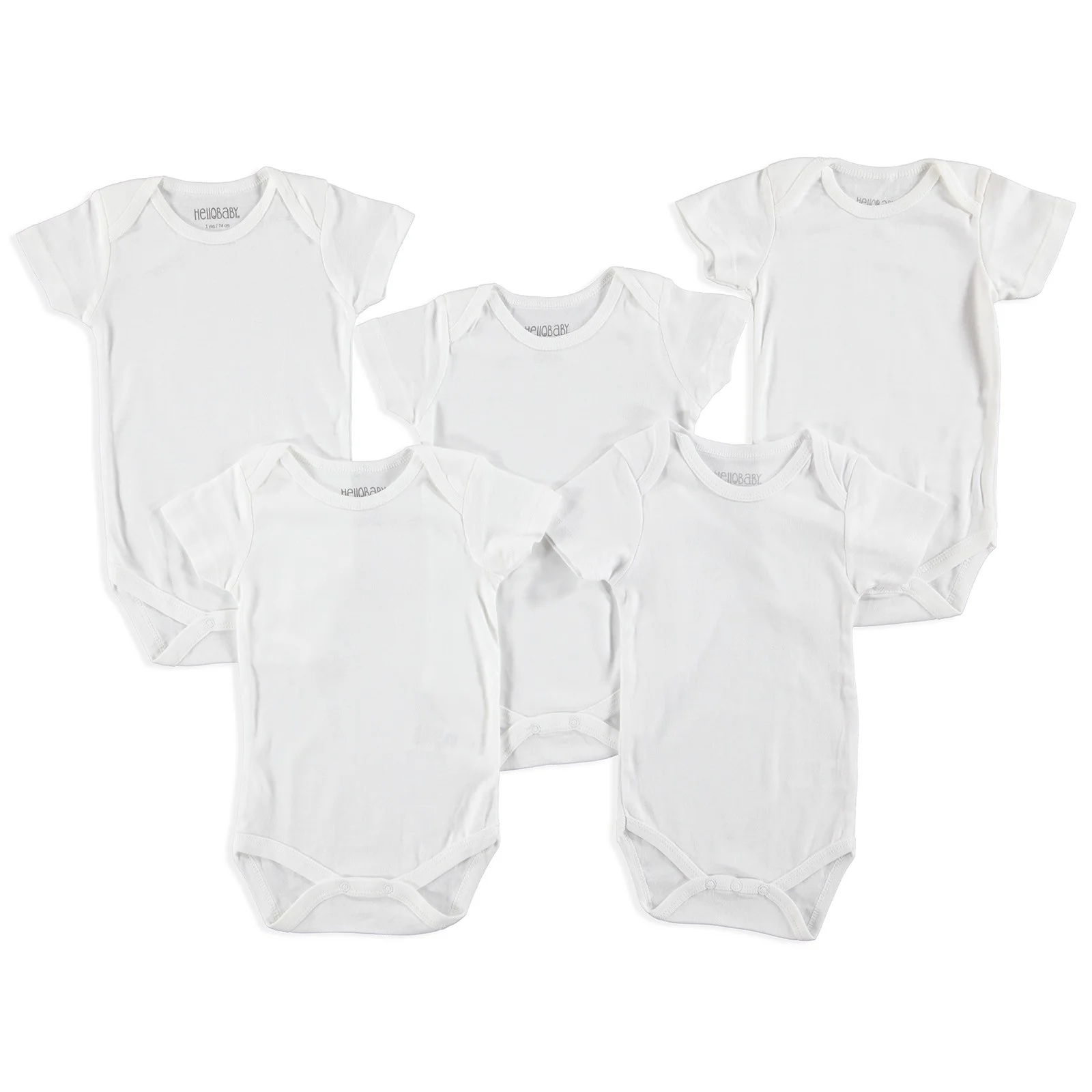 Боди с короткими рукавами для малышей ebebek HelloBaby белый 2 года-5 шт. в упаковке |