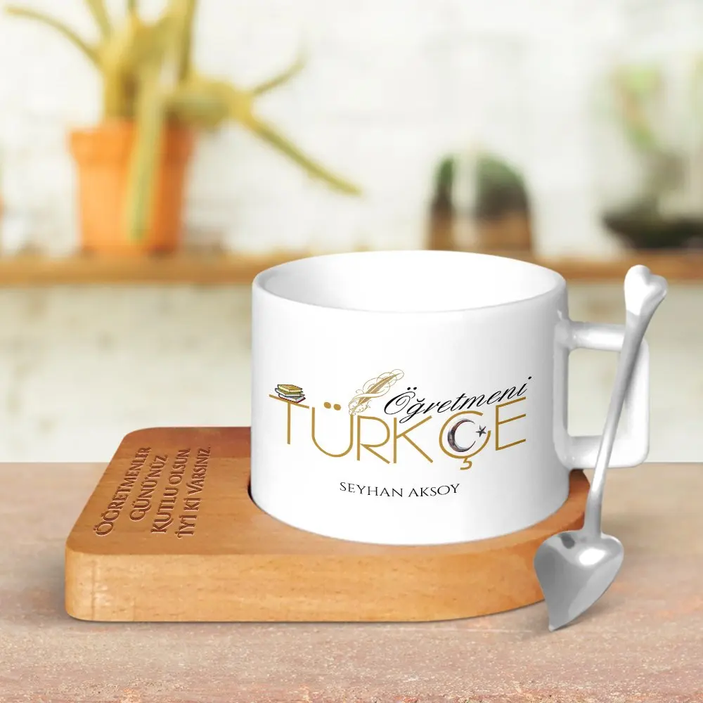 

Personalized Turkish Öğretmeni Wood Altlıklı Ceramic Cup-1
