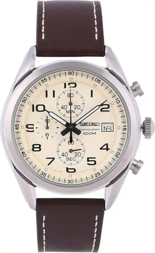 Мужские водонепроницаемые часы Seiko Neosports SSB273P1 бежевый циферблат 45 мм кожаный